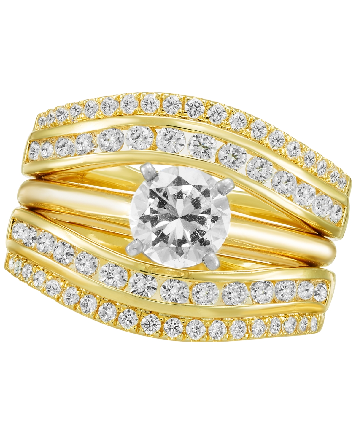 Macy's Diamond Double Row Enhancer Ring Guard (1 Ct. T.w.) In 14k Gold In Yellow Gold
