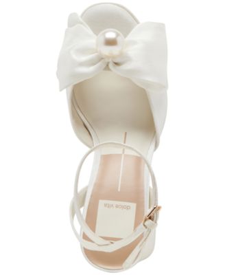Women's Patton Two-Piece Pearl Bow Satin Heeled Dress Sandals