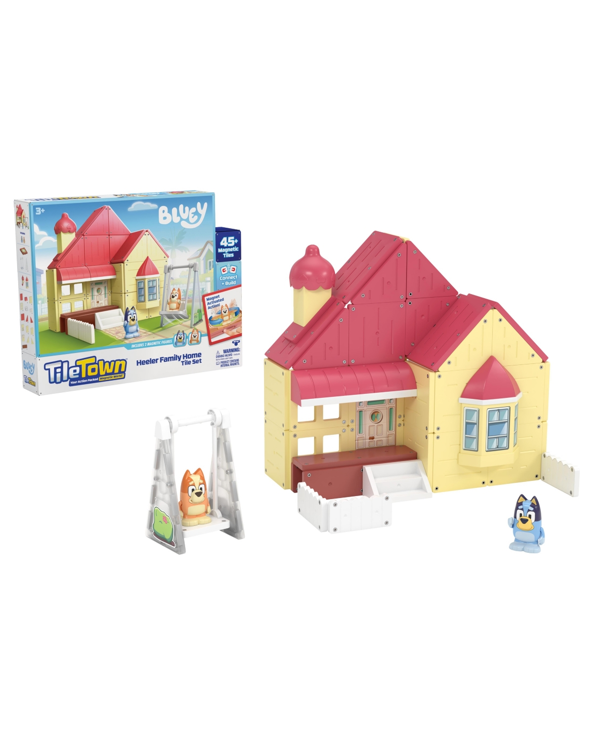 Tile Town Bluey Heeler Home Magnetic Tiles Playset, 46 Piece In Multi