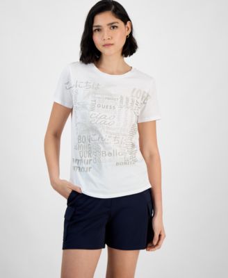 GUESS - Women's Cotton Bella Palm Short-Sleeve Easy Tee