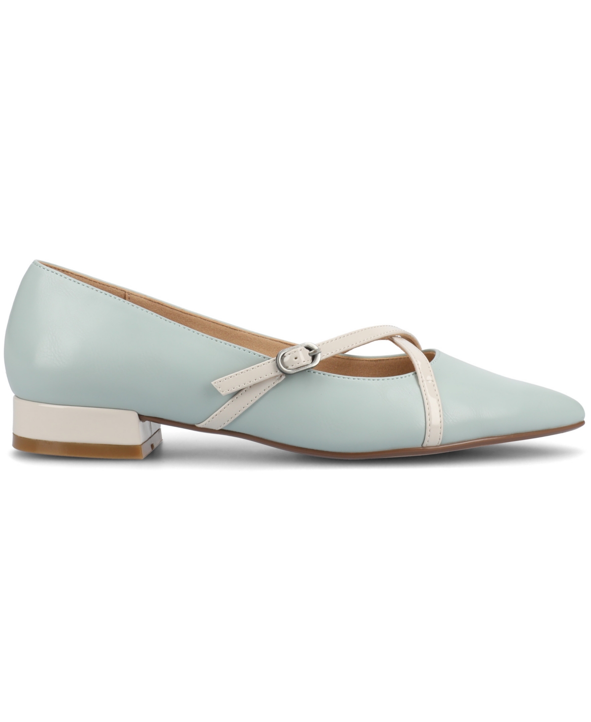 Journee Collection Women's Camby Crisscross Strap Pointed Toe Flats In Blue