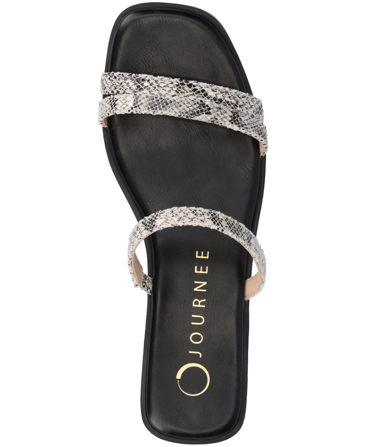 Journee Collection Women's Brisa Multi Strap Slip On Flat Sandals In Snake
