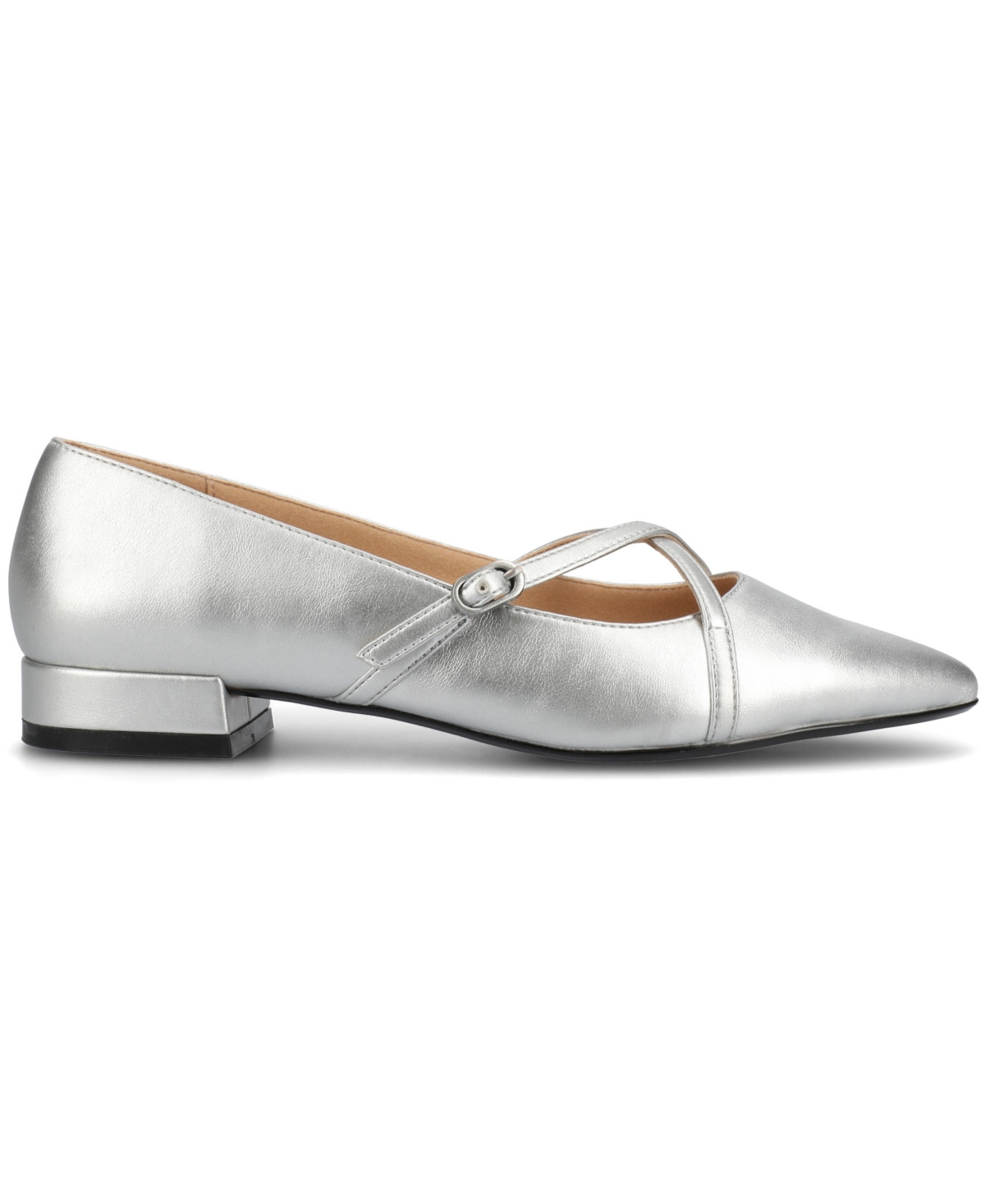 Journee Collection Women's Camby Crisscross Strap Pointed Toe Flats In Silver