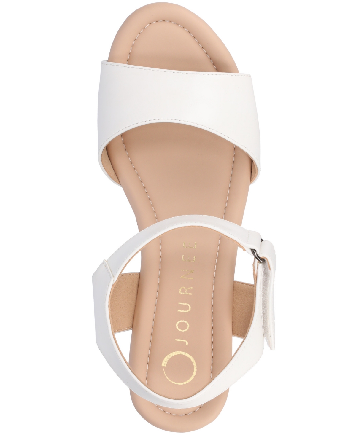 Journee Collection Ranae Platform Wedge Cork Sandal In White
