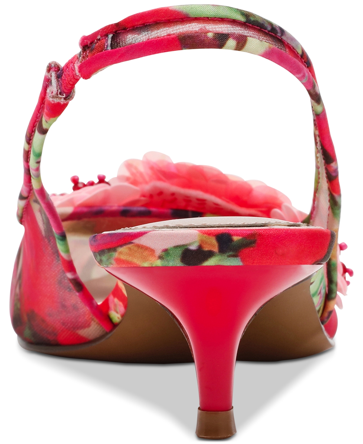 Betsey Johnson Audree Pointed Toe Slingback Pump In Red,green Floral
