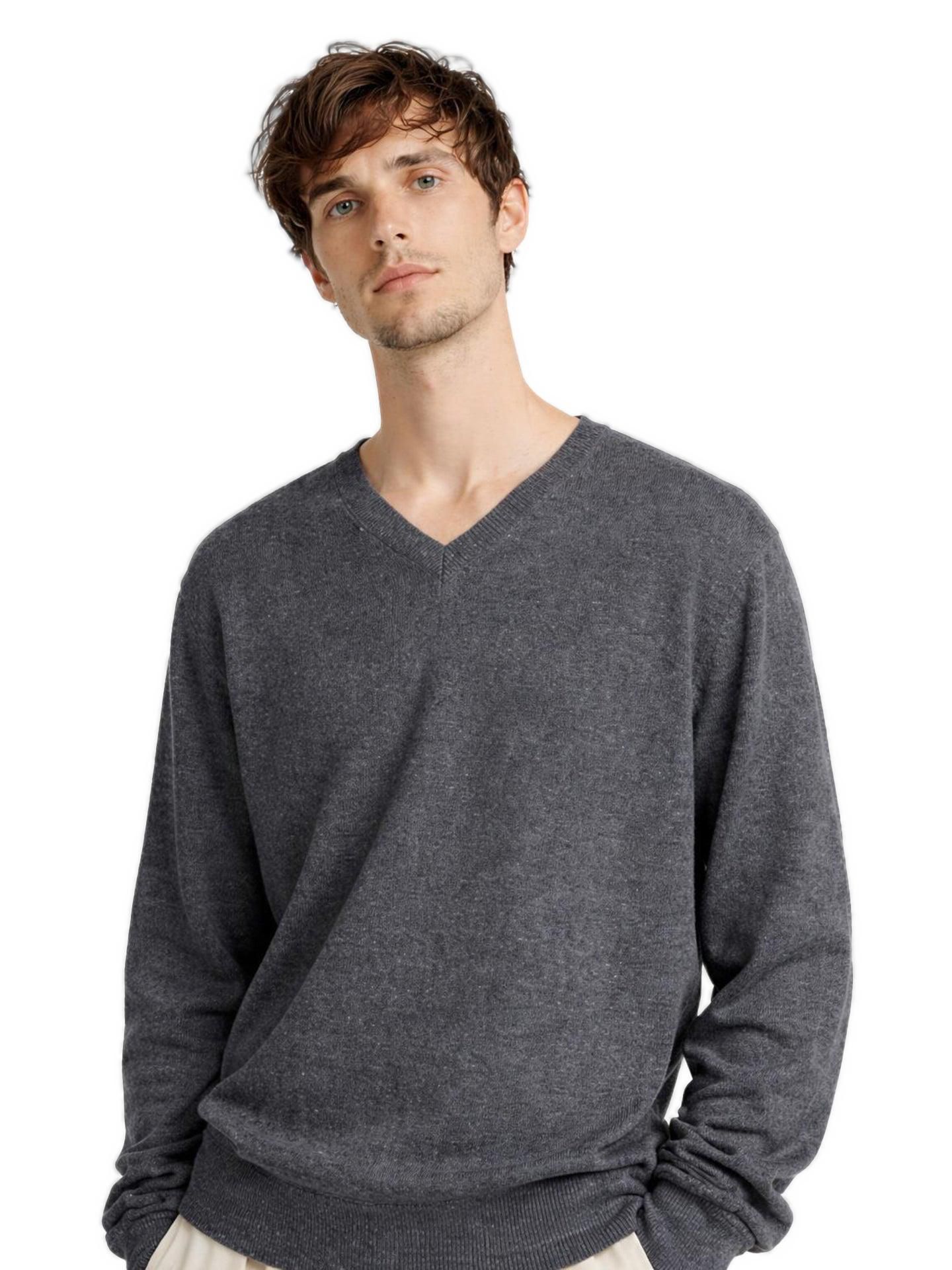 Мужской свитер Gobi Cashmere 100% Cashmere Essential V-Neck, цвет: Серый тёмно-серый — фото 5
