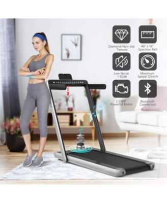 2.25 HP 2-in-1 Folding Walking Pad Treadmill with Dual Display and App Control