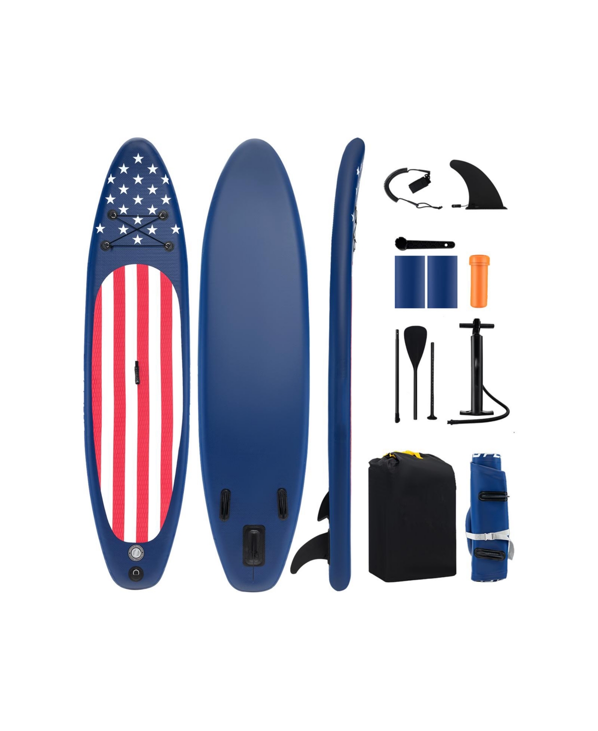 Inflatable Paddle Board with Removable Fin and Backpack - Blue