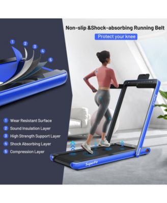 2.25 HP 2-in-1 Folding Walking Pad Treadmill with Dual Display and App Control