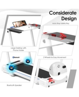 3-in-1 Folding Treadmill with Large Desk and LCD Display