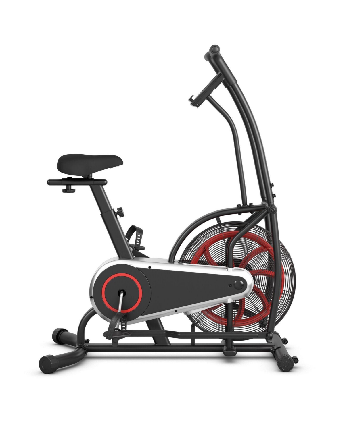 Upright Air Bike Fan Exercise Bike with Display Unlimite Resistance and Adjustable Seat - Black