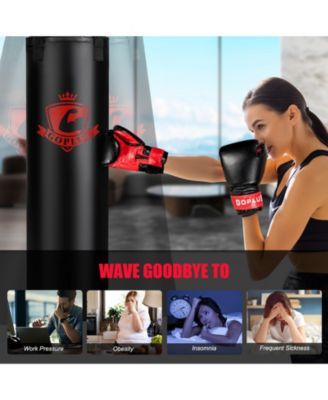 63 Lbs Filled Punching Bag Set with Boxing Gloves