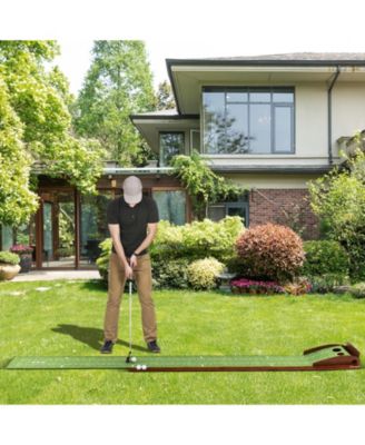 Golf Putting Mat Practice Training Aid with Auto Ball Return and 2/3 Hole Sizes