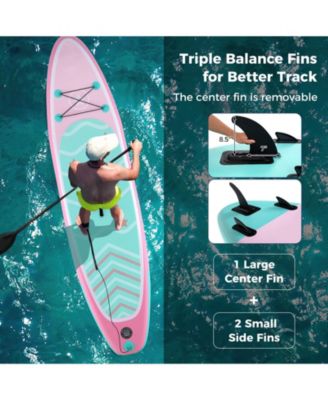 10 Feet Inflatable Stand up Paddle Board with 3 Fins and Adjustable Paddle