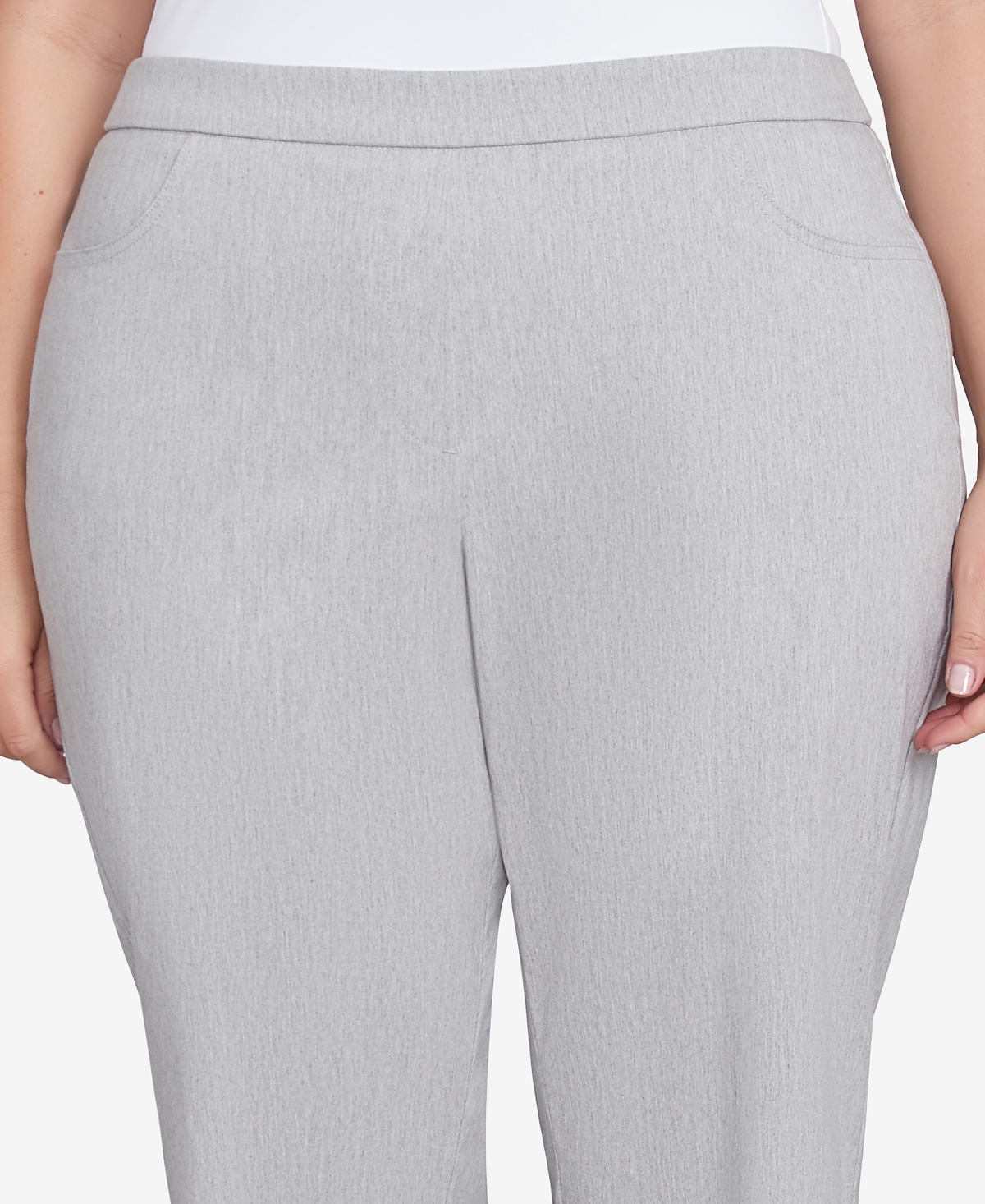 Alfred Dunner Plus Size Dress Code Comfort Allure Average Length Pants In Pearl
