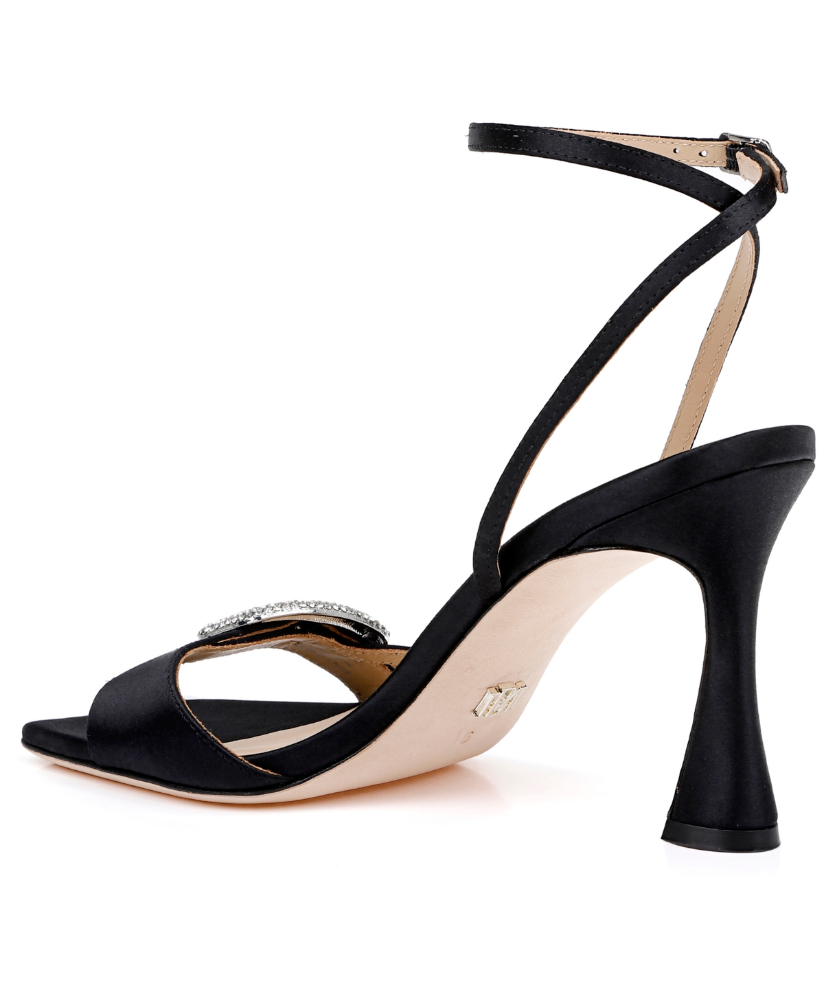Shop Badgley Mischka Women's Judith Square Toe Evening Sandals In Black Satin