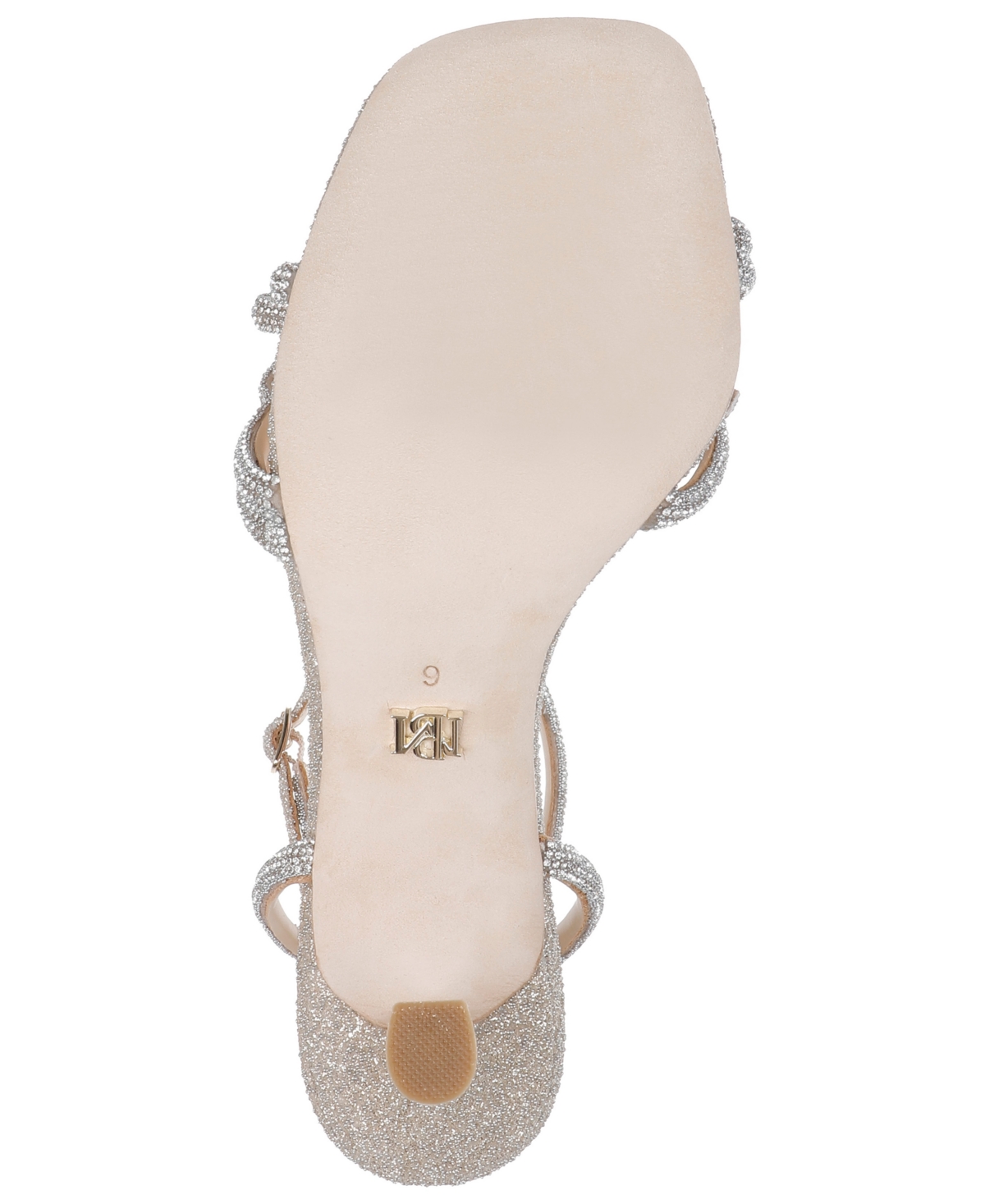 Shop Badgley Mischka Women's Effie Rhinestone Bow Evening Sandals In Champagne Glitter