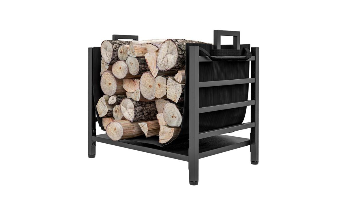 Wood Storage Holder &#x2013; Sturdy Rack for Firewood and Logs Indoor or Outdoor Use - Black