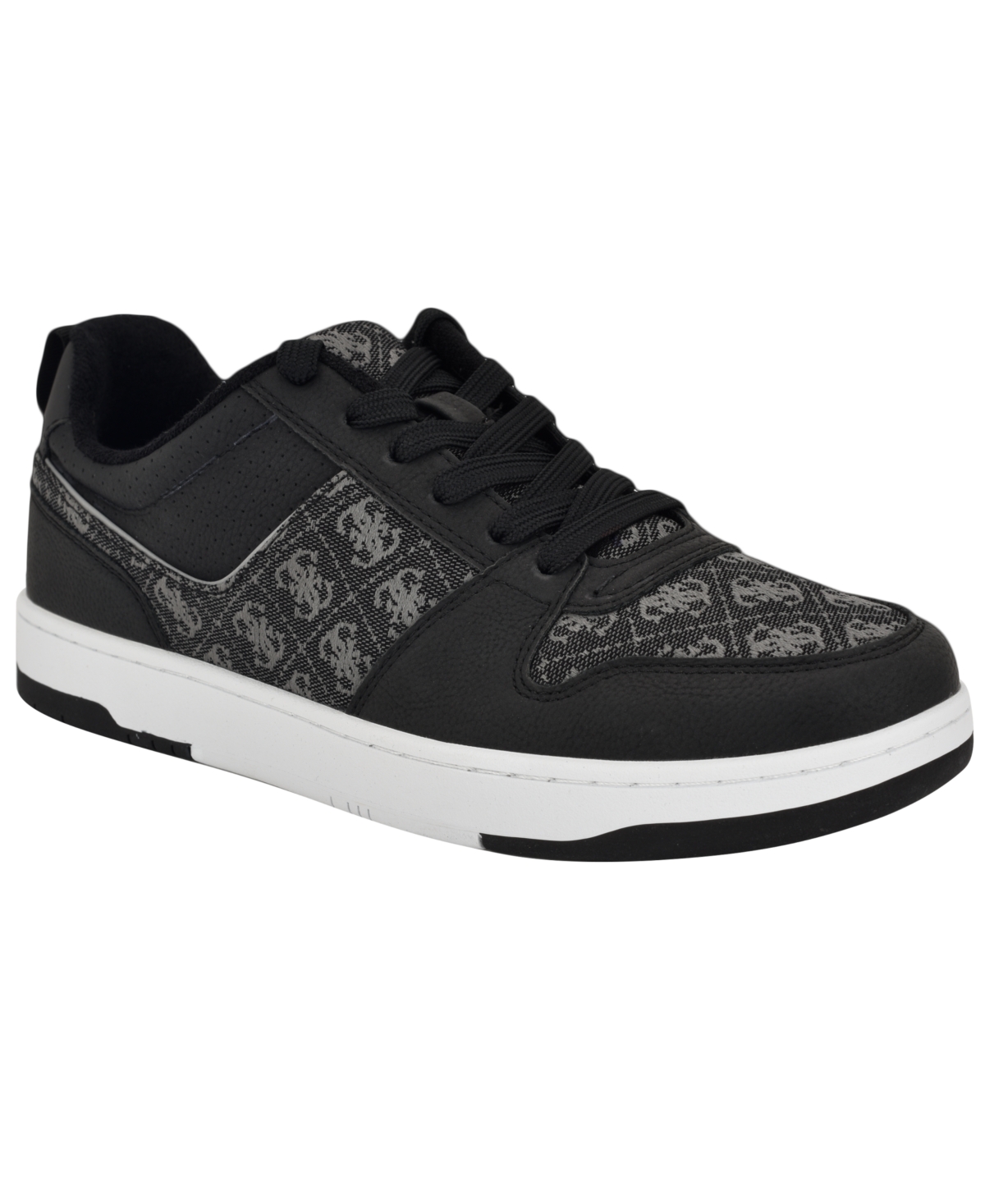 Guess Men's Tryon Branded Lace Up Fashion Sneakers In Black,silver Logo Multi