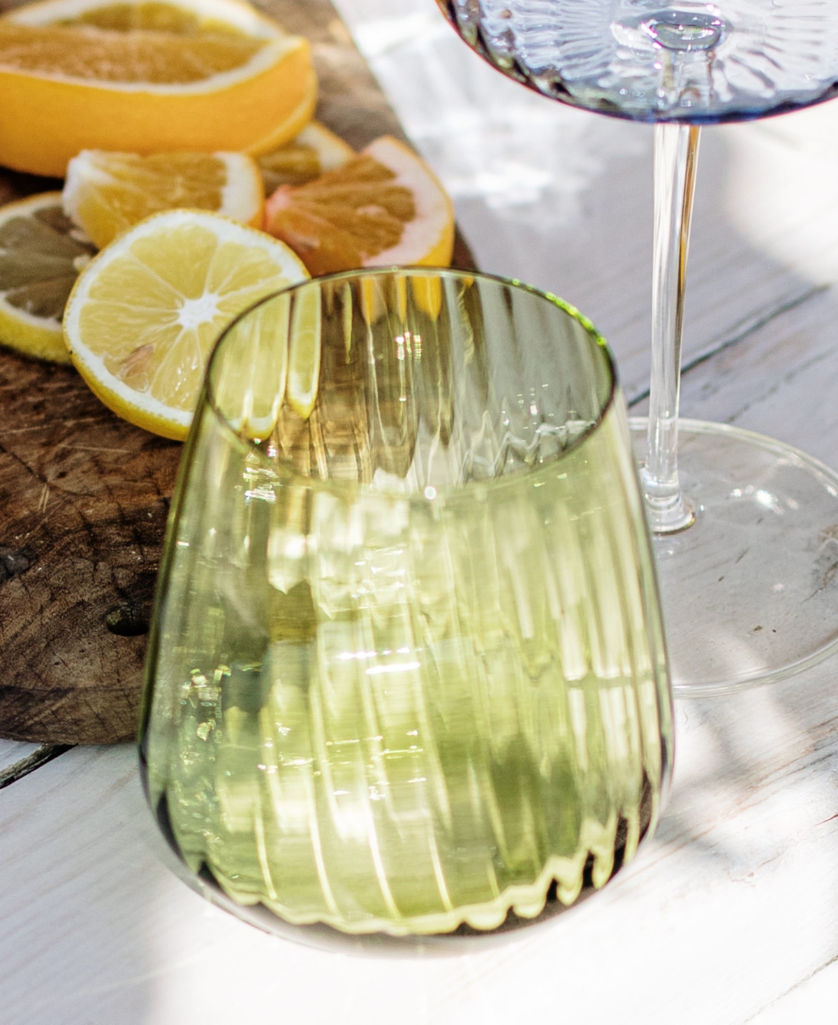 Vietri Francesca Amber Double Old Fashioned Glass In Green