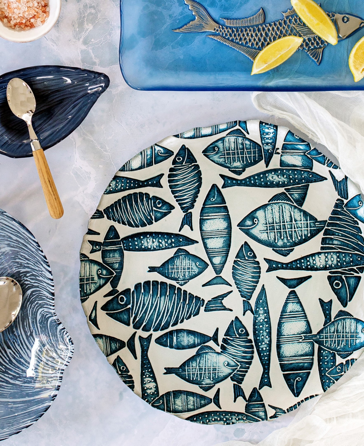 Vietri Isola Glass Round Platter