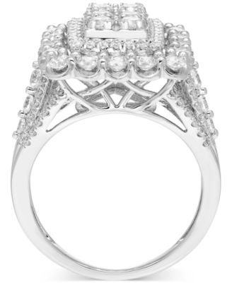 Diamond Multi Halo Emerald Shaped Cluster Ring (2 ct. t.w.) in 14k White Gold