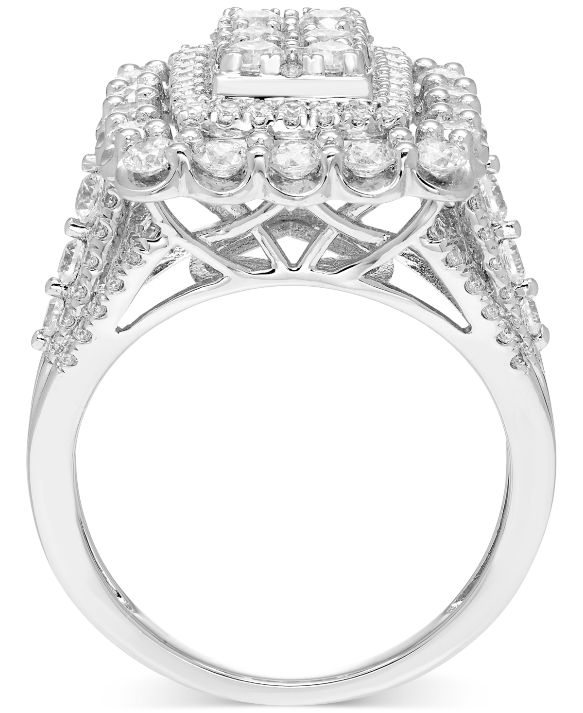 Macy's Diamond Multi Halo Emerald Shaped Cluster Ring (2 Ct. T.w.) In 14k White Gold In White Gold