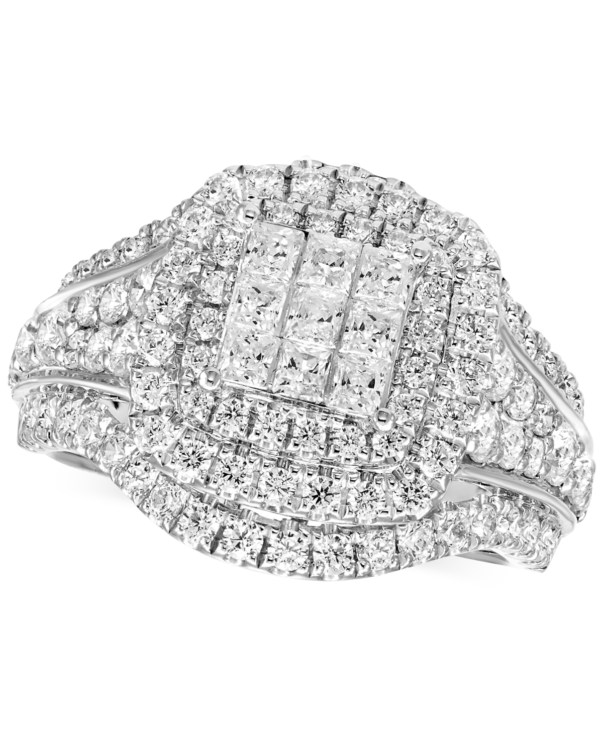 Macy's Diamond Mixed-cut Halo Engagement Ring (2 Ct. T.w.) In 14k White Gold In White Gold