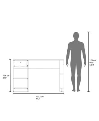 Sun City Computer Desk with a Drawer and Open Storage, Wengue