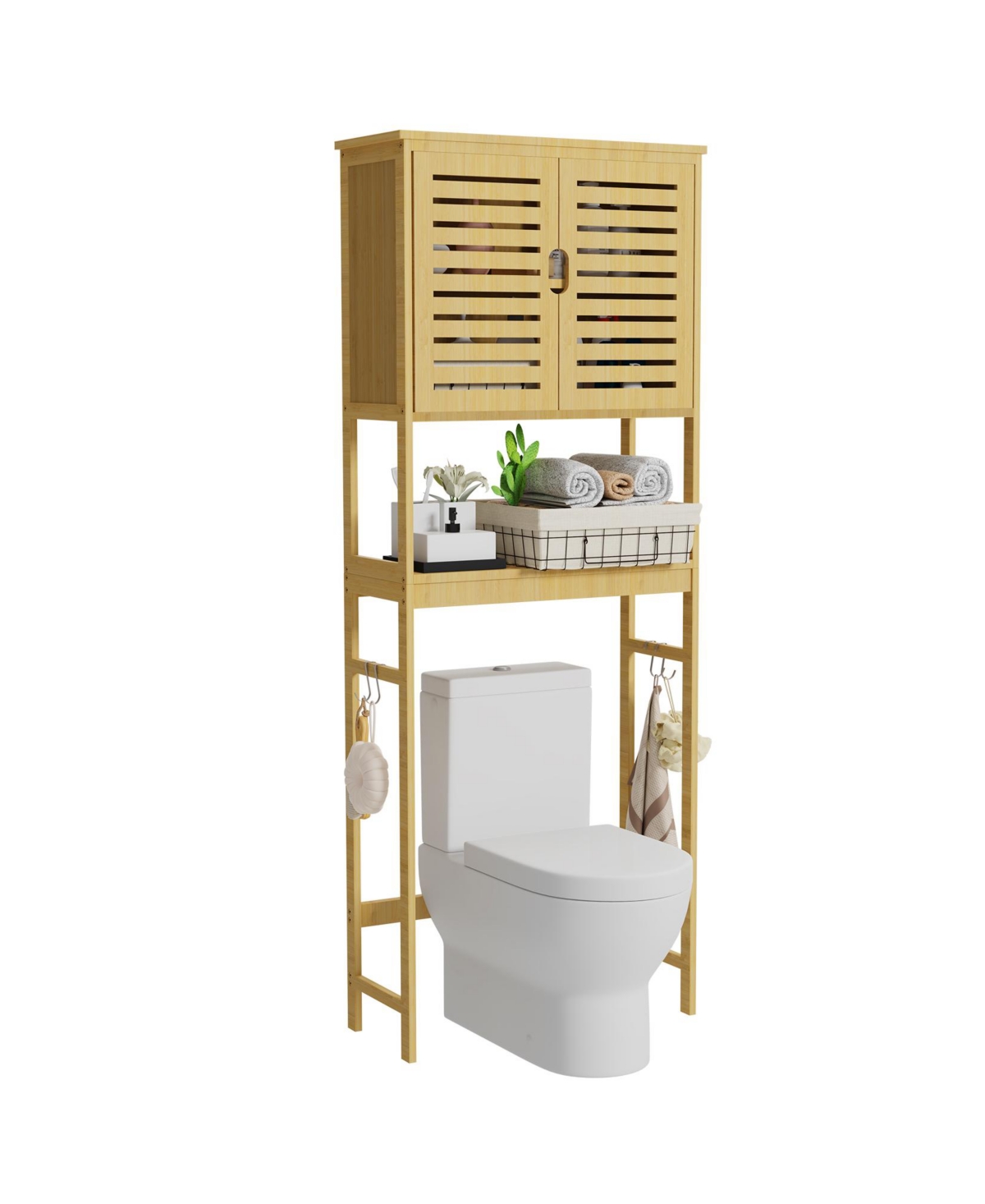 Freestanding Bathroom Space-saver Storage Cabinet Over The Toilet Storage Shelf - Natural