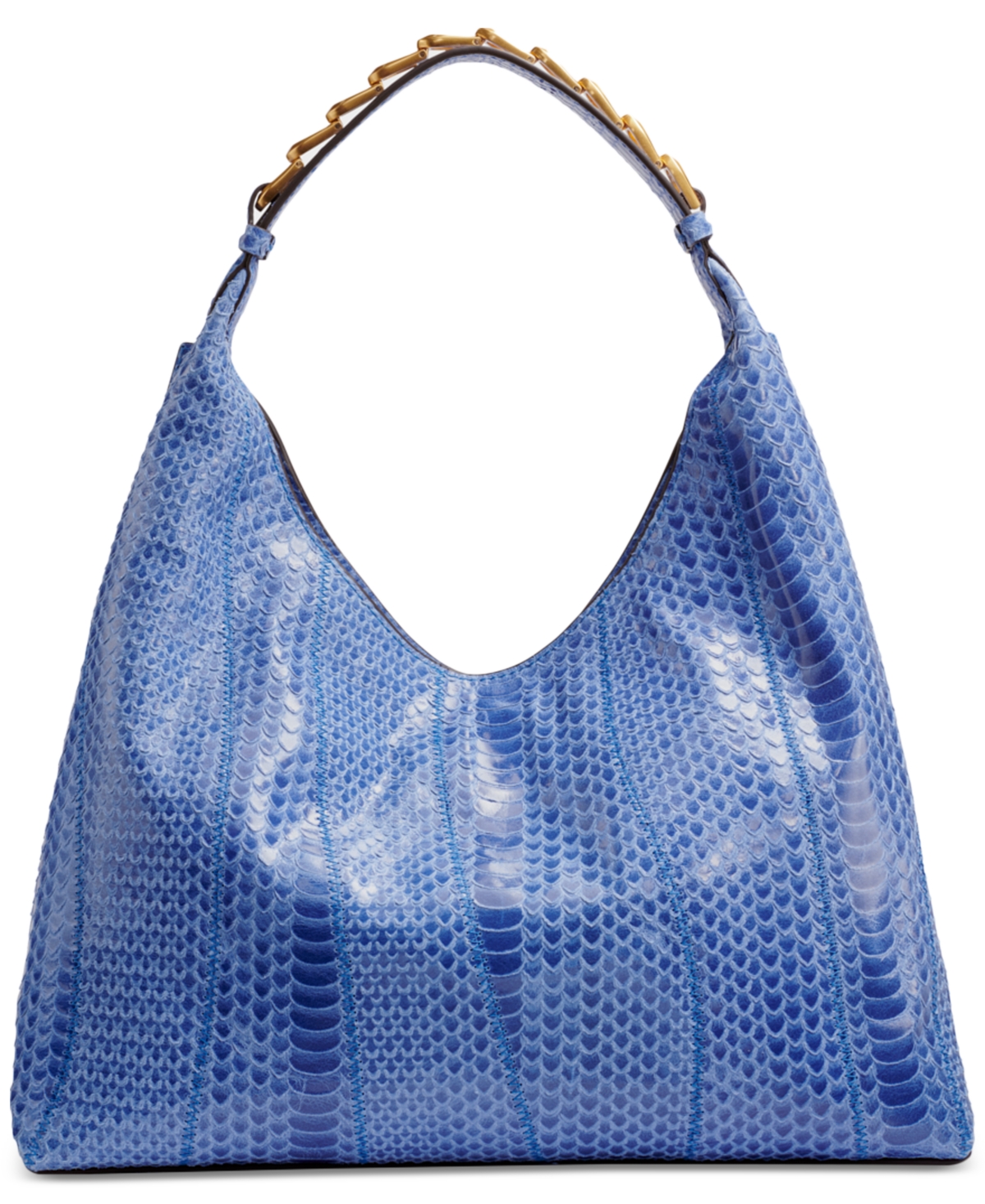 Shop Donna Karan Bellmore Small Skipper Snake Shoulder With Bezel Strap In Dark Cielo