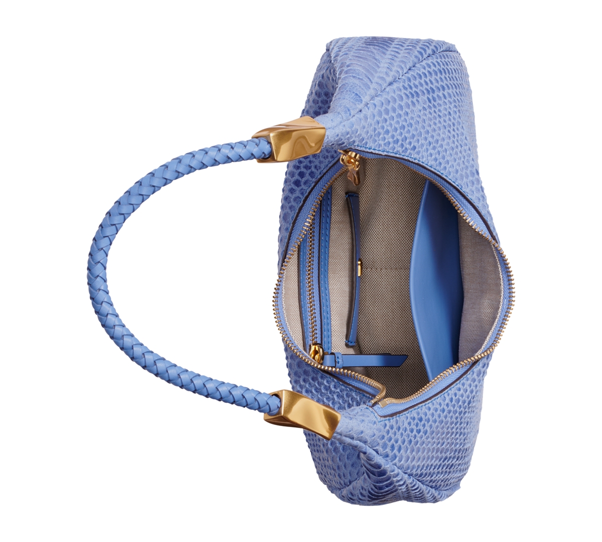 Shop Donna Karan Quogue Skipper Snake Small Leather Shoulder Bag In Dark Cielo
