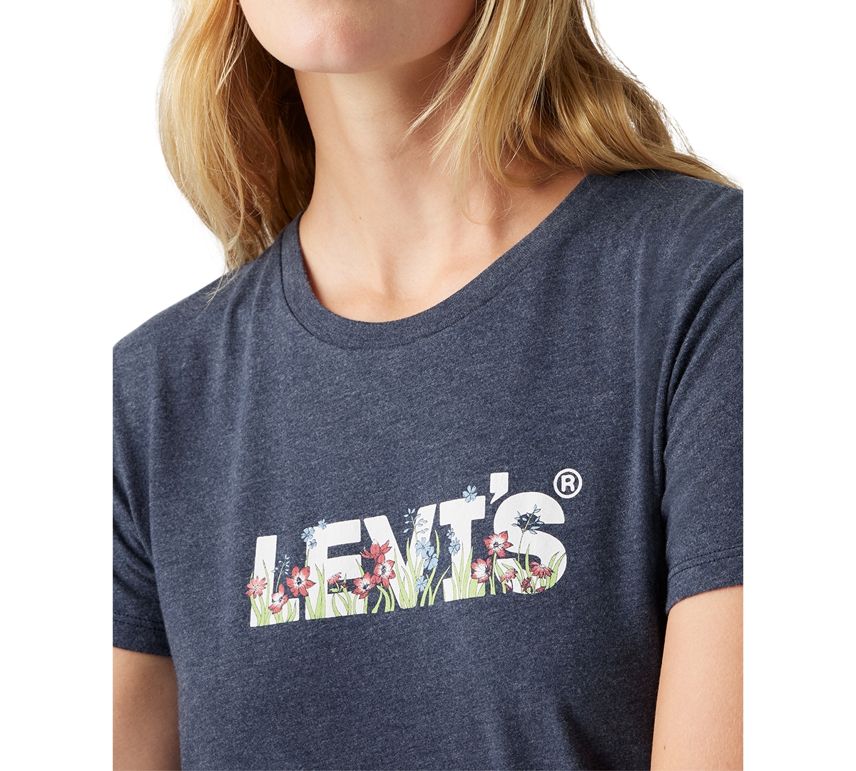 Levi's Graphic Perfect T-shirt In Flower Field Hl Logo Navy Blazer