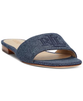 【Lauren Ralph Lauren】Women's Everly Slide Flat Sandals Lauren Ralph Lauren Women's Everly Slide Flat Sandals - Macy's