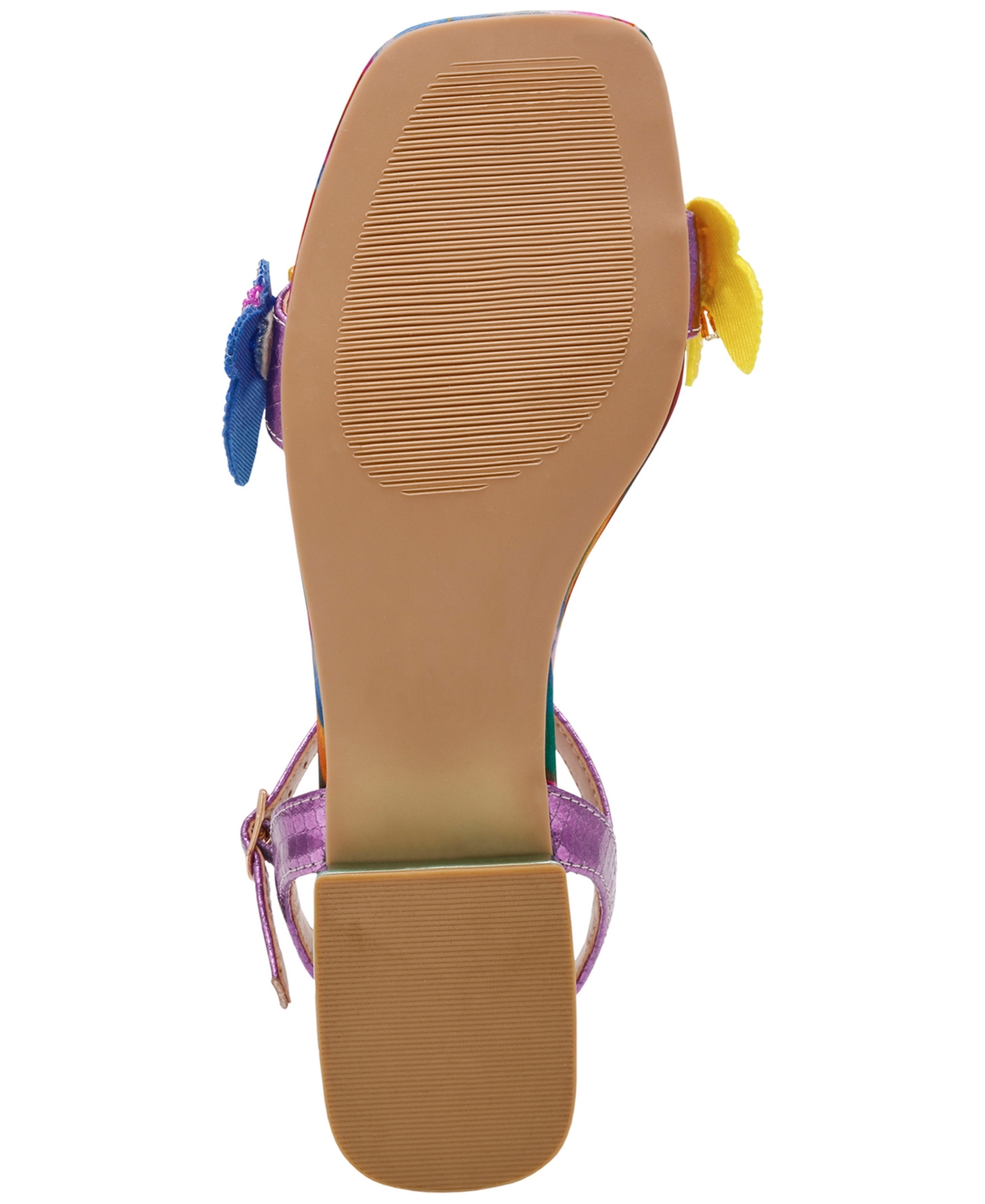 Shop Betsey Johnson Women's Emerry Two-piece Butterfly Low Block-heel Sandals In Fuchsia Multi