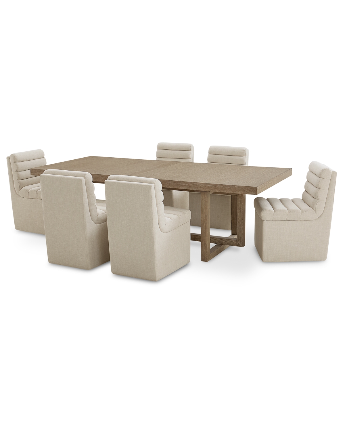 Macy's 7-pc. Set (portmore Rectangular Dining Table & 6 Clave Dining Chairs), Created For  In Linen