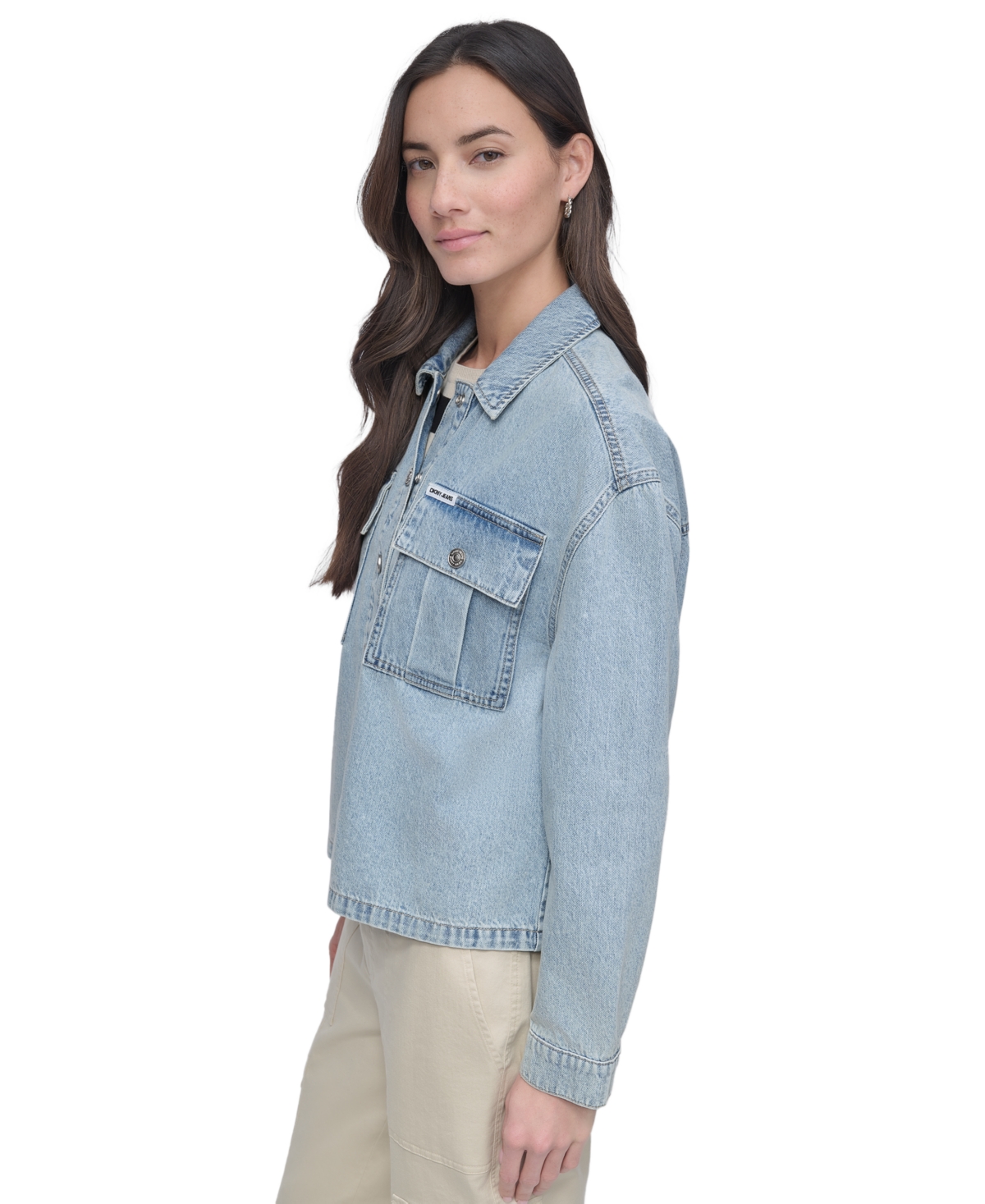 DKNY JEANS WOMEN'S UTILITY POCKET DENIM JACKET 
