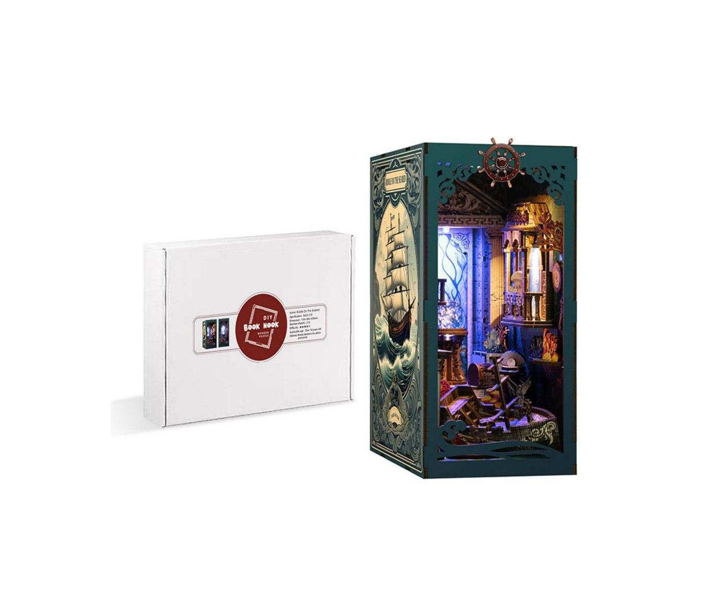 Детский конструктор HANSILK Riddle on the Seabed 216-Piece Book Nook Building Set, Ages 14+, цвет: Зелёный — фото 3