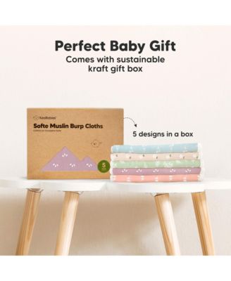 5pk Softe Muslin Burp Cloths for Baby Girls and Boys, Organic Burping Cloths for Babies, Baby Burp Clothes