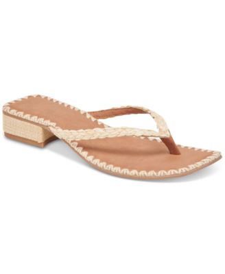 Women's Barty Whipstitch Low Block-Heel Thong Sandals