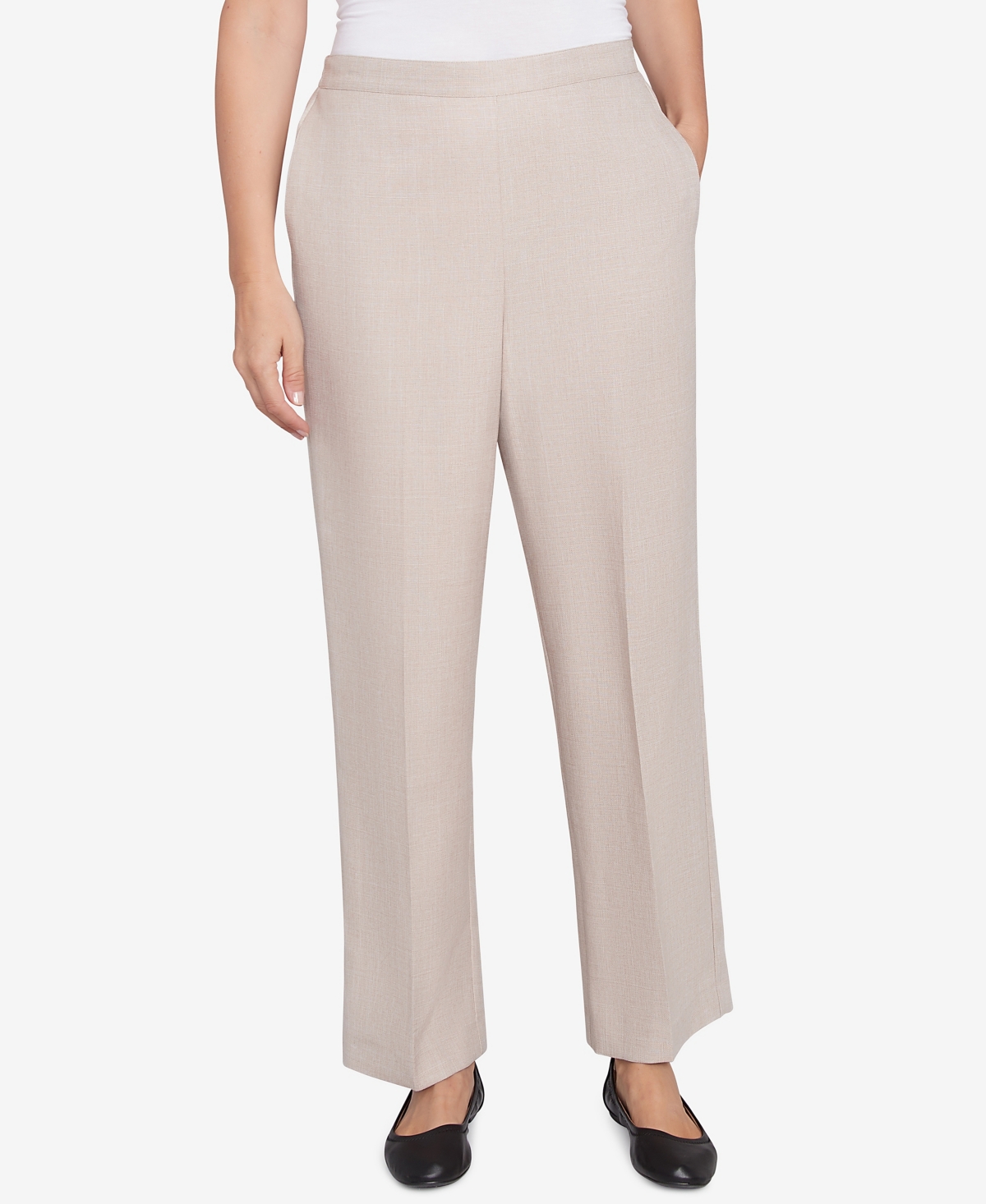 Alfred Dunner Petite Kensington Gardens Relaxed Linen Medium Length Pants In Linen