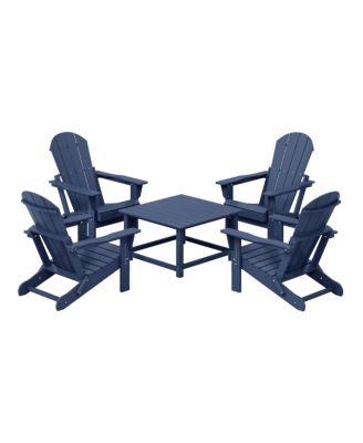5-Piece HDPE Adirondack Chair Outdoor Patio Square Table Conversation Set
