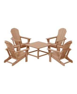 5-Piece HDPE Adirondack Chair Outdoor Patio Square Table Conversation Set