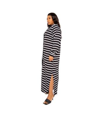 Plus Size Maxi Stripe Maxi Shirt Dress