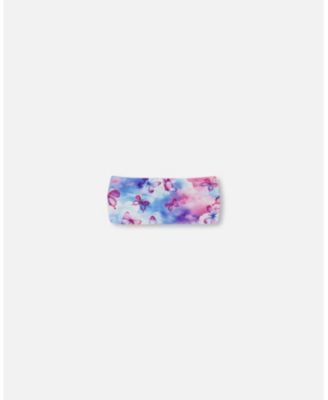 Girl Printed Athletic Headband Pink, Blue And Butterflies - Toddler|Child