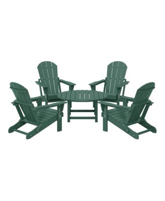 5-Piece HDPE Folding Adirondack Chair Outdoor Patio Conversation Set