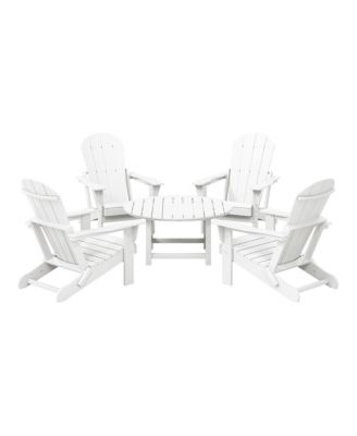 5-Piece HDPE Folding Adirondack Chair Outdoor Patio Conversation Set