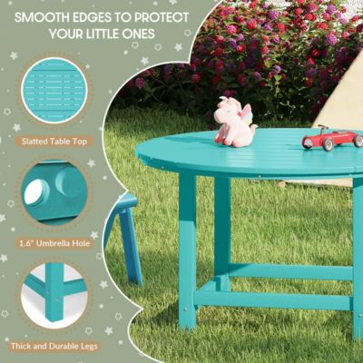 Kids 5-Piece HDPE Outdoor Patio Round Dining Table and Chairs Set