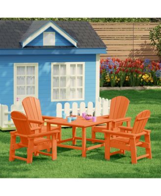 Kids 5-Piece HDPE Outdoor Square Patio Dining Table and Chairs Set