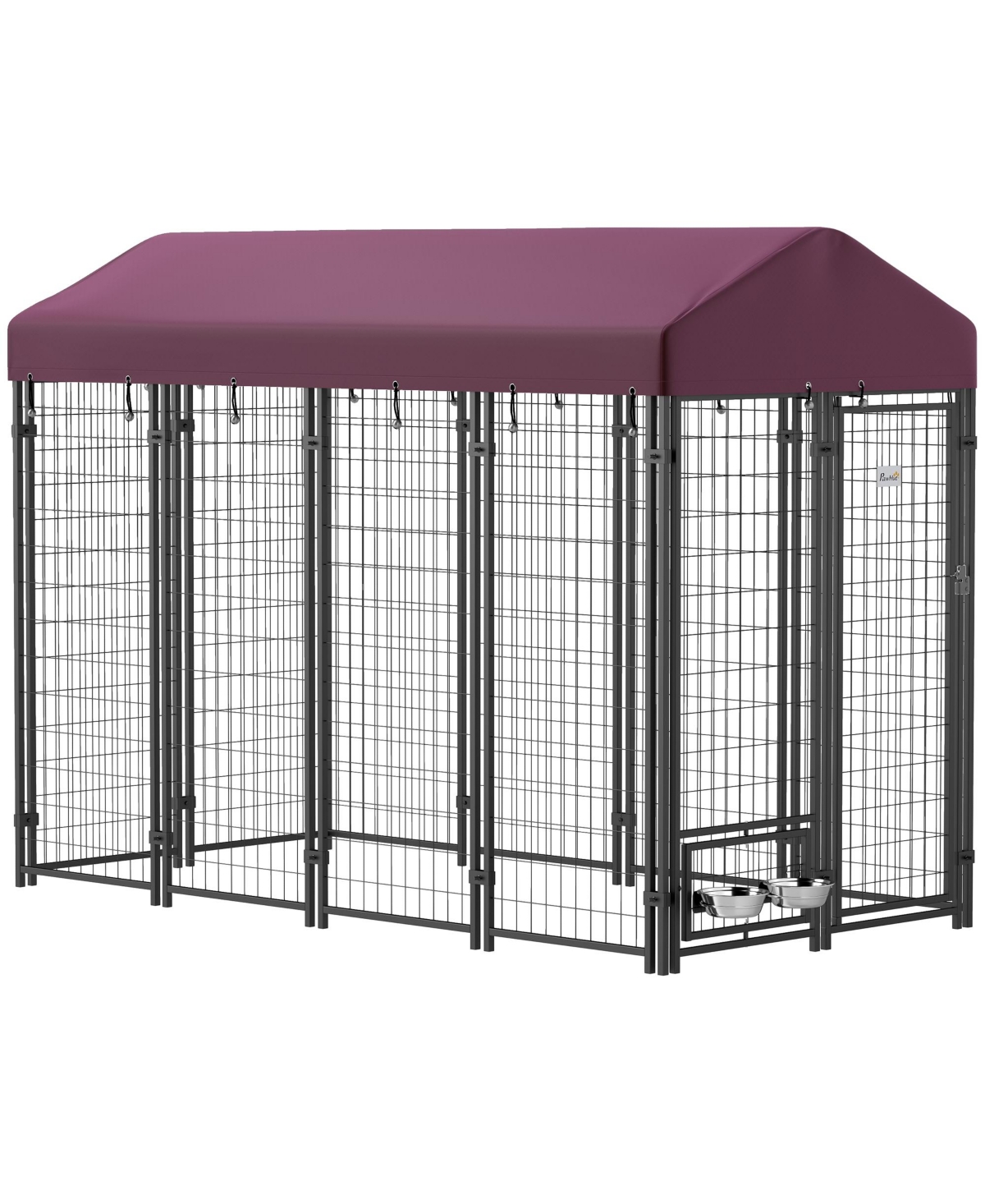 Outdoor Dog Kennel, Dog Playpen with Rotating Bowl Holders Cover - Red